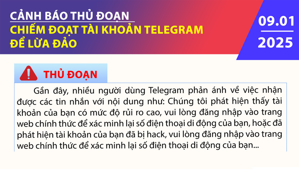  Cảnh giác thủ đoạn chiếm đoạt tài khoản Telegram để lừa đảo